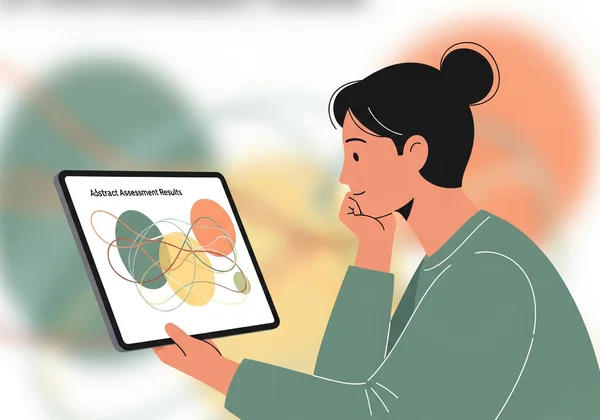 Person reflecting on online assessment results