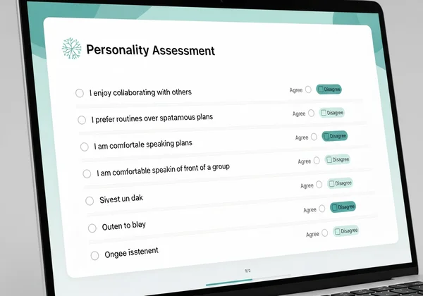Online narcissism test interface on a laptop